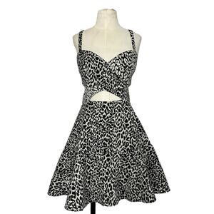 Bec & Bridge Leopard Print Cutout Fit & Flare Mini Dress NWT Size 6
